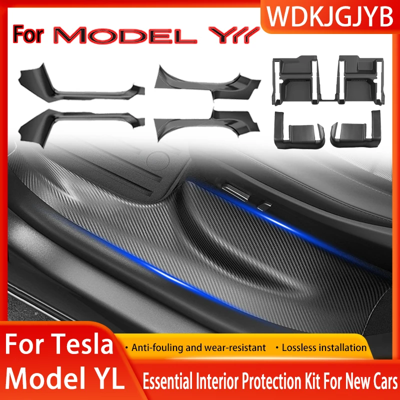 For Tesla Model YL Launch 2026 Front Rear Door Sill Guard Anti Scratch Dirt Resistant Threshold Strips Interior Protection Set