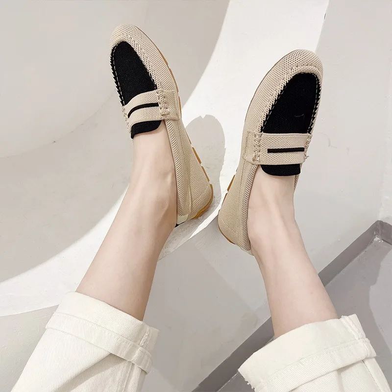 TRAF Woman New Knit Woven Flats Shoes Chic Round Toe Soft Sole Anti Slip Casual Bean Shoes 2024 Autumn Ladies Loafers Flat Shoes 3