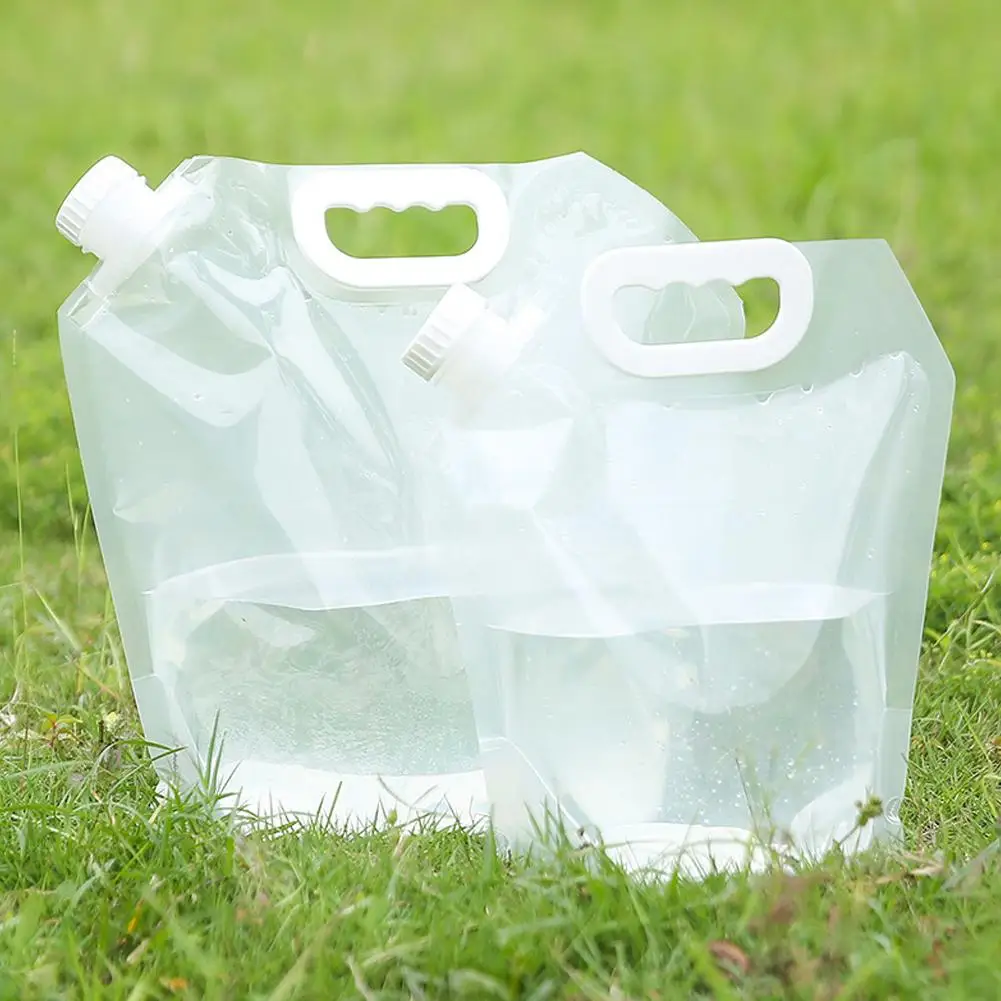 5L/10L 휴대용 물주머니 접이식 물통 물병 파우치 야외 여행 캠핑용 손잡이 포함 캠핑용품