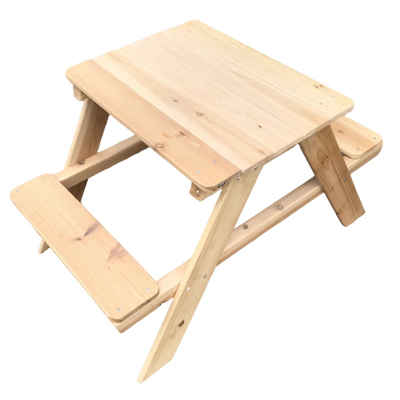 ZCCREATTIVE Çocuklar İçin Ahşap Piknik Masası Masif Ahşap Bank - Bahçe ve Plaj Oyunları İçin Rustik Tarz Veranda Mobilyası