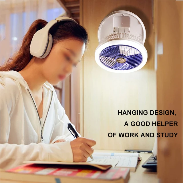 Multifunctional Folding Fan Portable Fan Rechargeable USB Fan Air Cooling Fan Stand Desk LED Light Outdoor