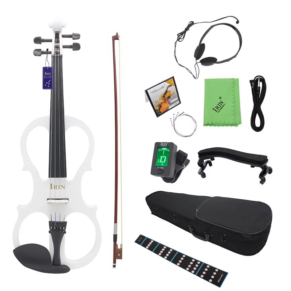 IRIN 4/4 Electric Violin Maple Body Silent Violin With Bow Case Headphone Cable Shoulder Rest Aluminium Alloy Accessories
