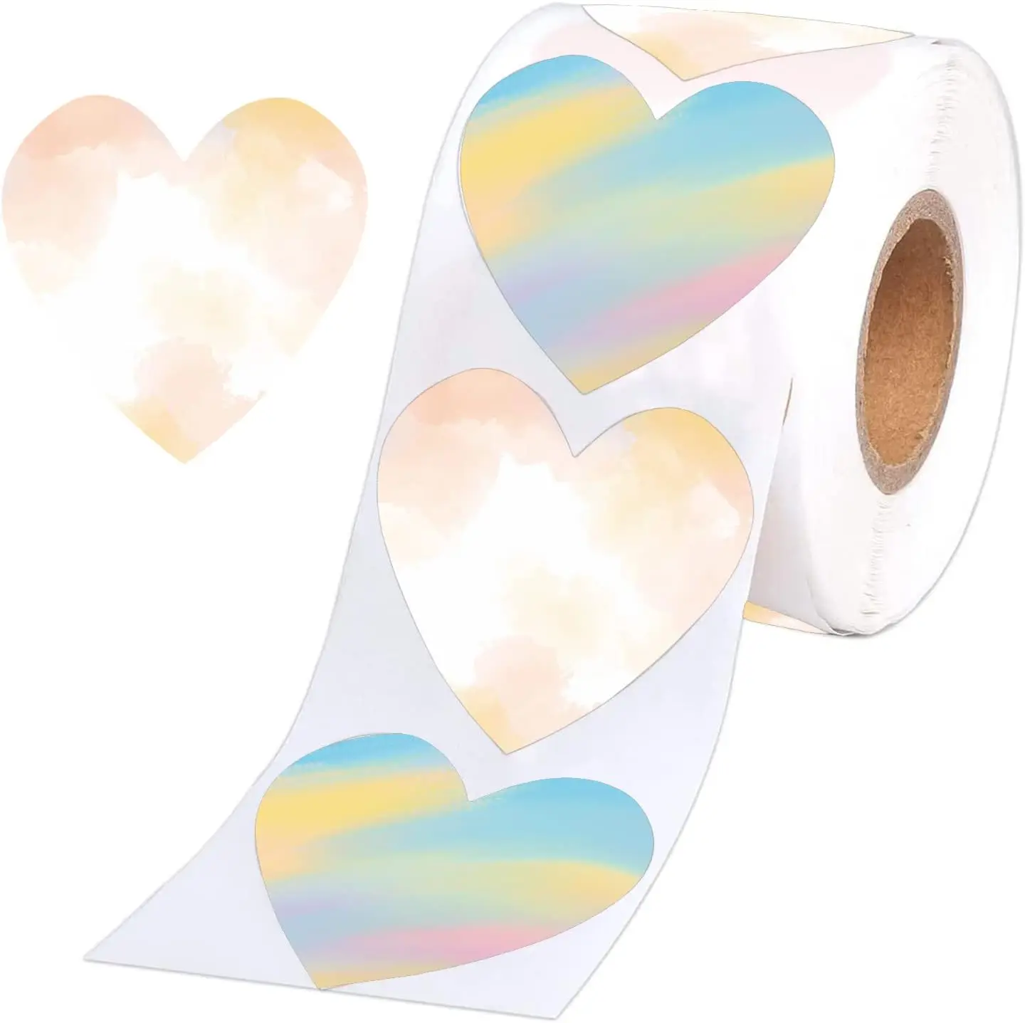 Heart Shaped Thermal Printer Labels 2" Self Adhesive Gradient Color Thermal Stickers 500 Pcs