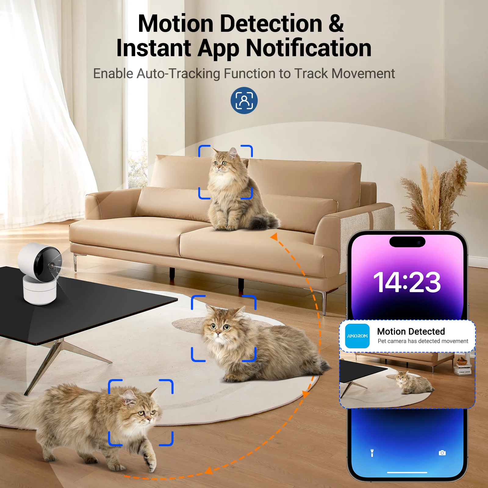 AMOROM 2K Indoor Camera 5/2.4G Wi-Fi Home Night Vision Security Camera 360-Degree Rotating Camera AI Motion Detection IP Camera 3