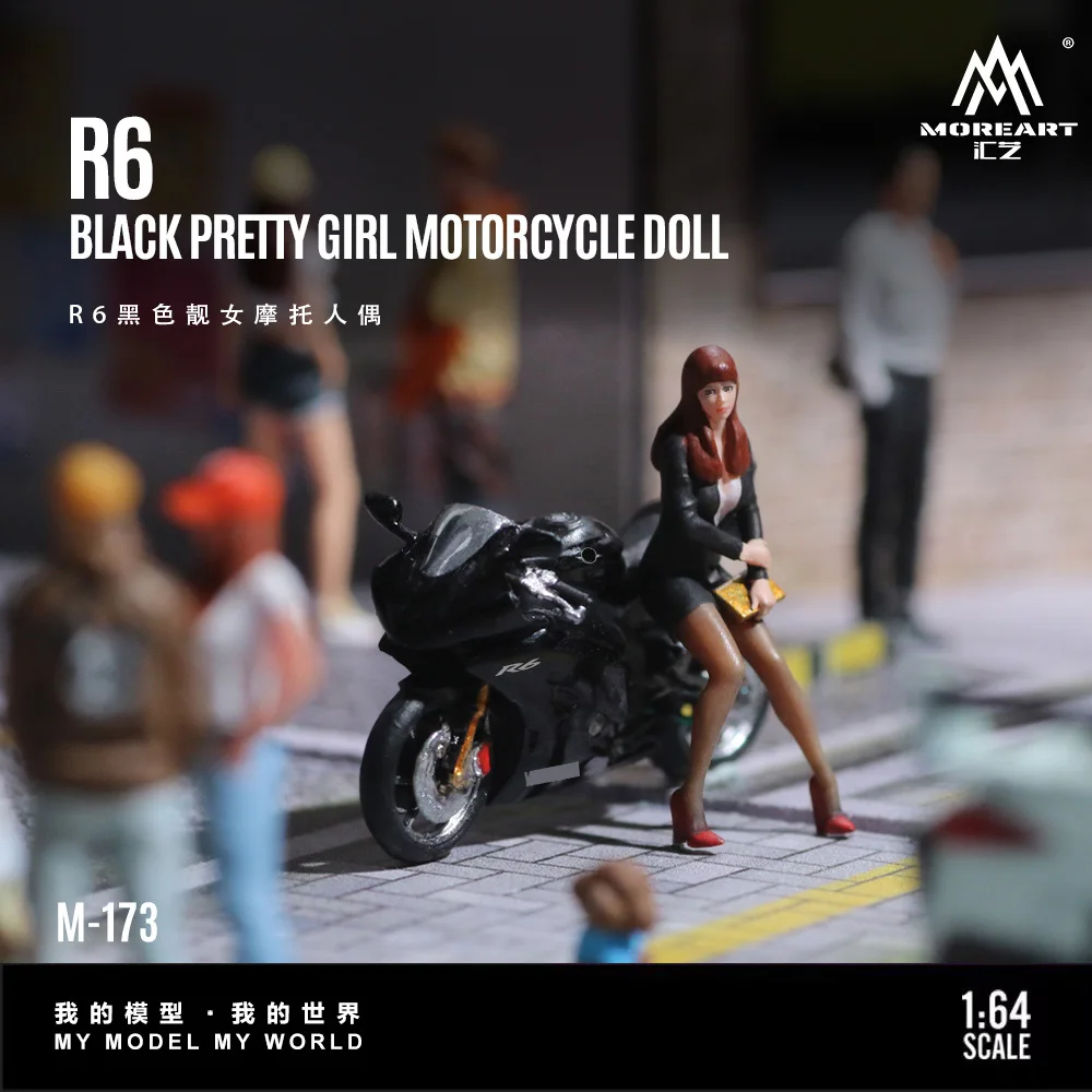 *Pre Order*MoreArt 1:64 R6 Black Beautiful Female Motorcycle Beauty Figure Resin Model Miniature Scene Decoration Gift&Display 
