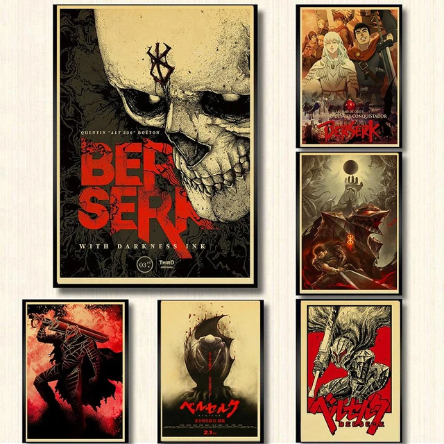 Clássico anime berserk cartaz retro kraft papel espadachim posters e  impressões adesivo de parede decoração da sua casa sala estar bar arte  pintura - AliExpress