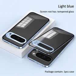 Aluminium Alloy Metal Frame Bumper with Acrylic Back Cover Case for Pixel 9 (Light blue)