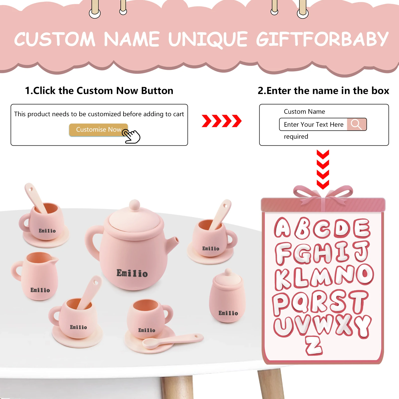 TYRY.HU 7PCS/Set Silicone Toddler Toys Tea Set For Little Girls And Boys 100% Food Silicone BPA Free Tea Set For Kids Tea Time 6