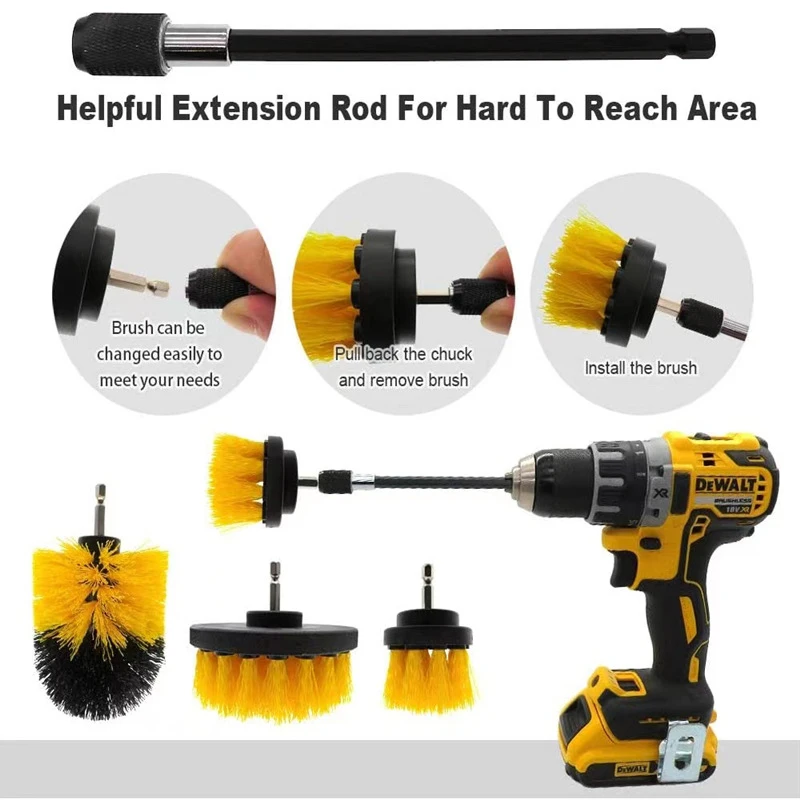 Electric Drillbrush Scrub Pads Grout Power Drills Scrubber Cleaning Brush Tub Car Cleaner Tools Kit for Automobile Care,car cleaning tool