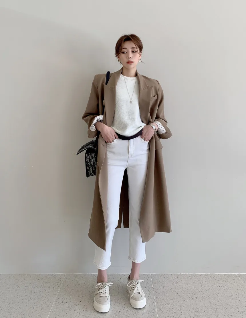 maxi puffer coat Ailegogo New Autumn Women Chic Notched Collar Double Breasted Long Trench Coat High Street Beige Loose Windbreaker Outwear black puffer coat