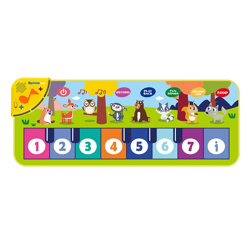 Tapete de Piano - Tapete de jogo musical macio,Tapete de piano com teclado  eletrônico com 8 sons de música, brinquedos de educação infantil, presentes  de aniversário para 1-3 meninos meninas Sukalun 