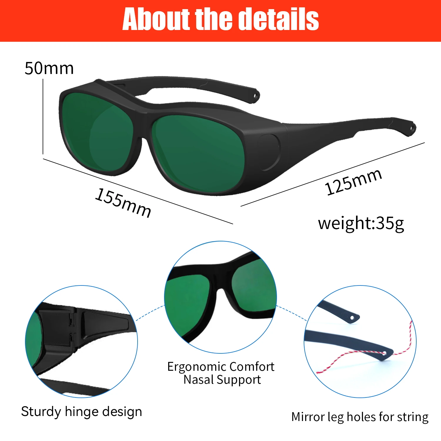 Laser Goggles Laser Glasses 10600nm OD6 Laser Blocking Glasses 450nm 1064nm IPL ND YAG Laser Protective Glasses Goggles