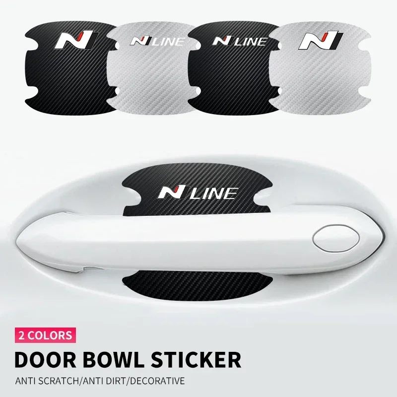 4Pcs N Line Logo Maniglia Della Portiera Dell'Auto Graffi Adesivo Protettivo Per Hyundai Sonata I30 I20 Tucson Elantra Kona N Line Accessori