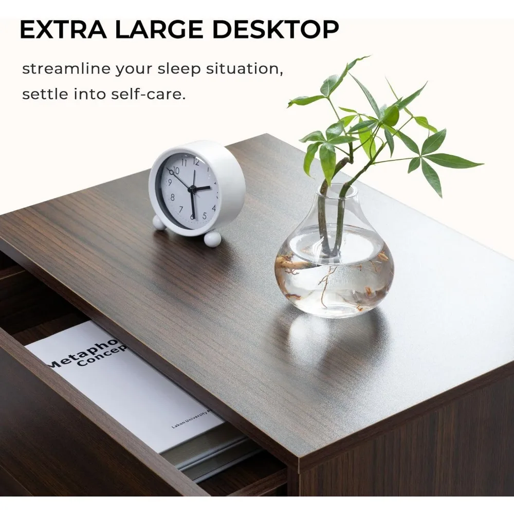 Night Stand Set 2 LED Night Stand for Bedroom Modern LED Bedside Table with 3 Drawers End Side Table 5