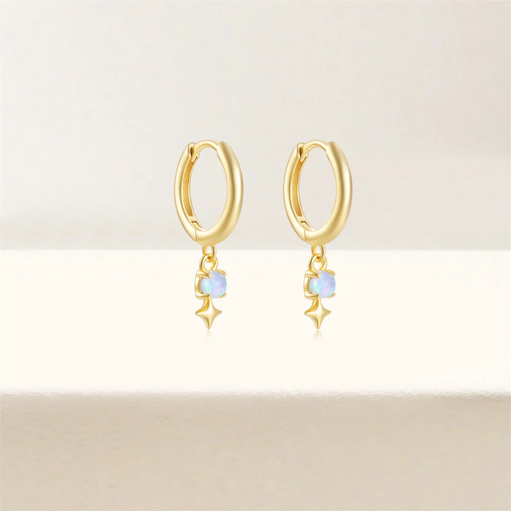 CHENGHONG Orecchini A Cerchio In Argento 925 Con Opale Bianco: Ipoallergenici, Oro Rosa, Gioielli Per Donne E Ragazze