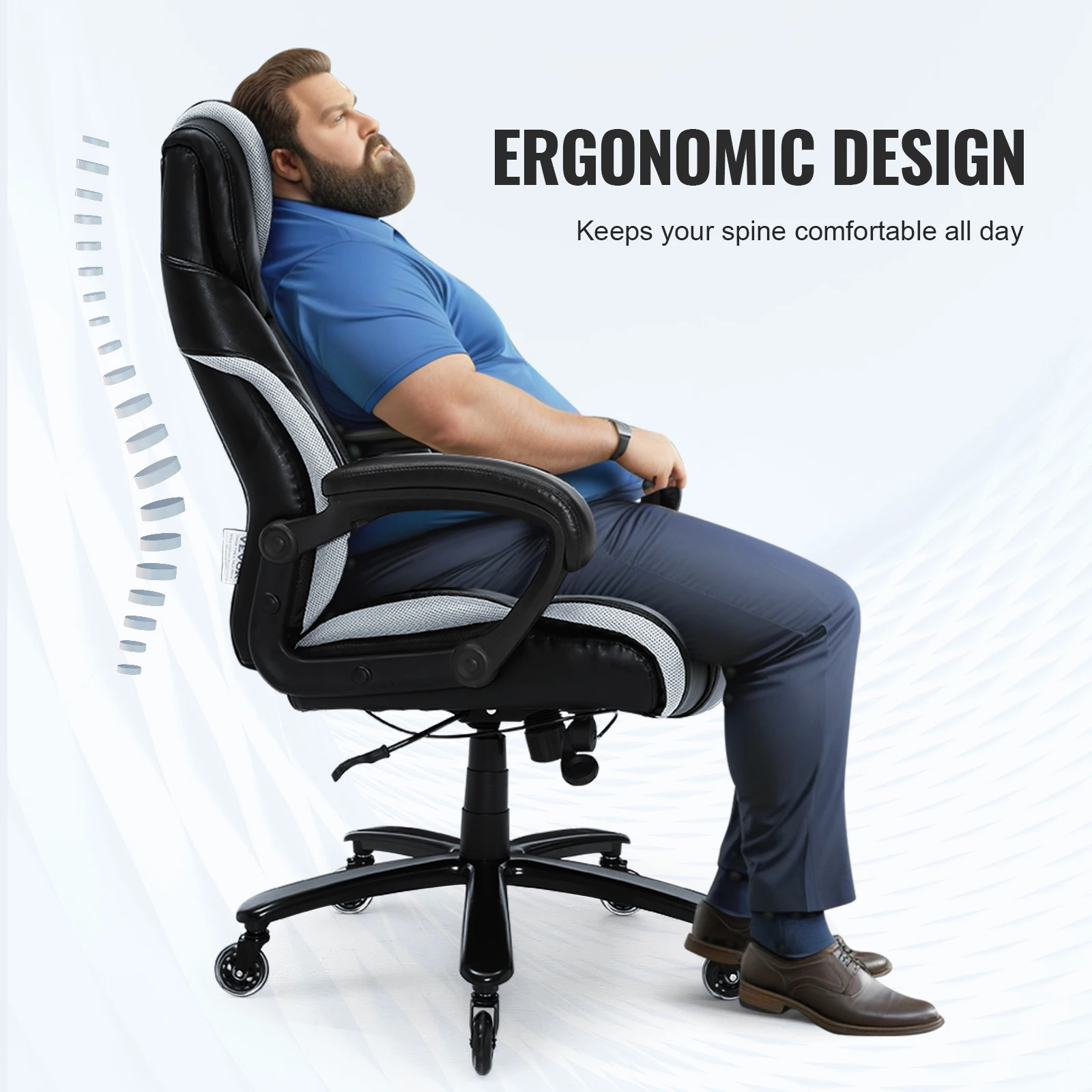 VEVOR Heavy Duty Executive Office Chair with Cutting-edge Adjustable Lumbar Support High Back PU Leather Ergonomic Office Chair 4