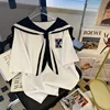 Extra Large Size 300 Pou Navy Collar ort Sve Women's T-irt Premium Feel Loose Fit Cotton Summer Top