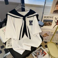 Extra Large Size 300 Pou Navy Collar ort Sve Women's T-irt Premium Feel Loose Fit Cotton Summer Top