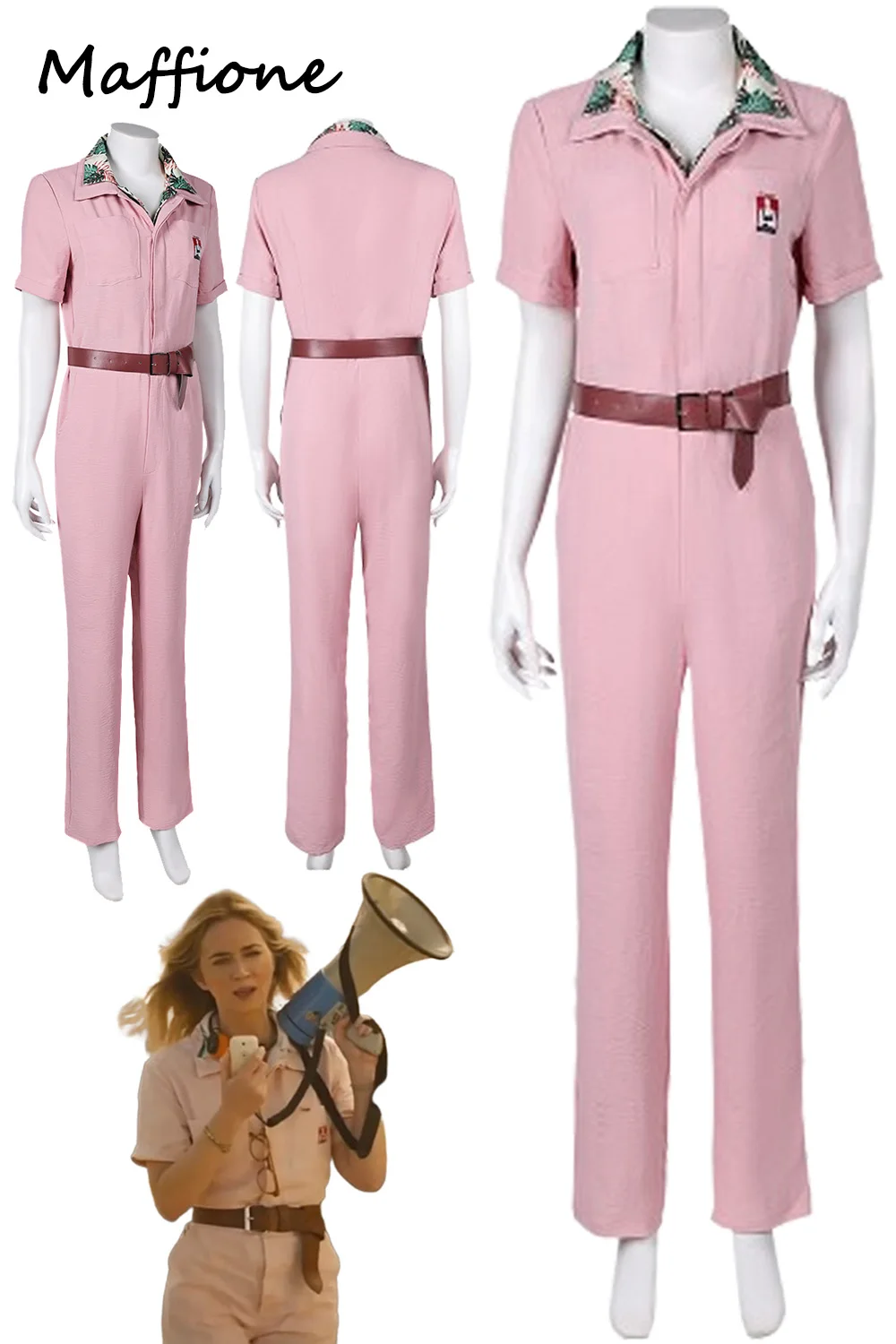 

Jody Moreno Pink Jumpsuit Cosplay Women Costume 2024 Movie The Fall Guy Role Play Bodysuit Belt Outfits Halloween Carnival Suit