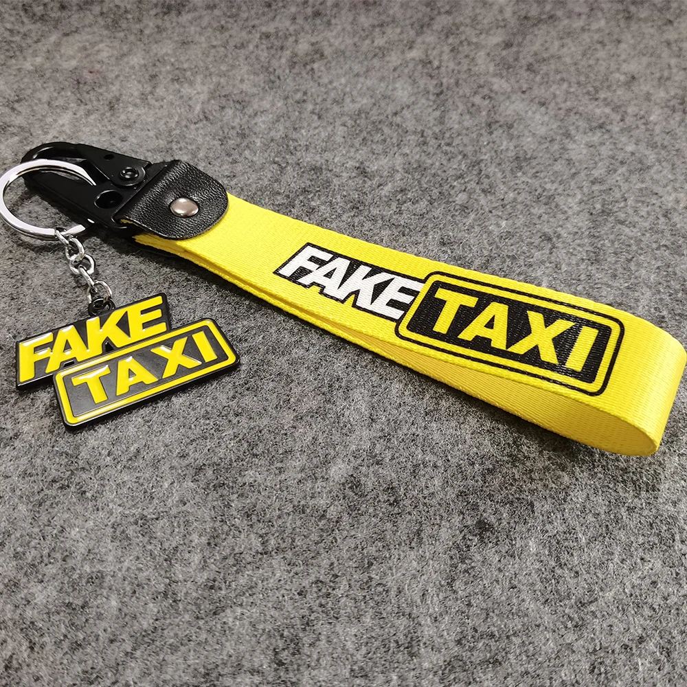 JDM Fake Taxi Keychain Set Key Strap Key Ring Lanyard Tags Metal Car  Motorcycle Keyring Double Sided 3d Key Chain Accessories