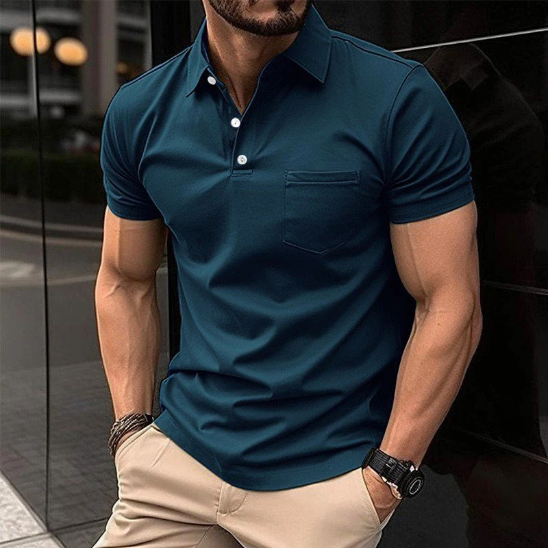 

Men Fashion Slim Fit Sport Short Sleeve Lapel Polo Shirt .