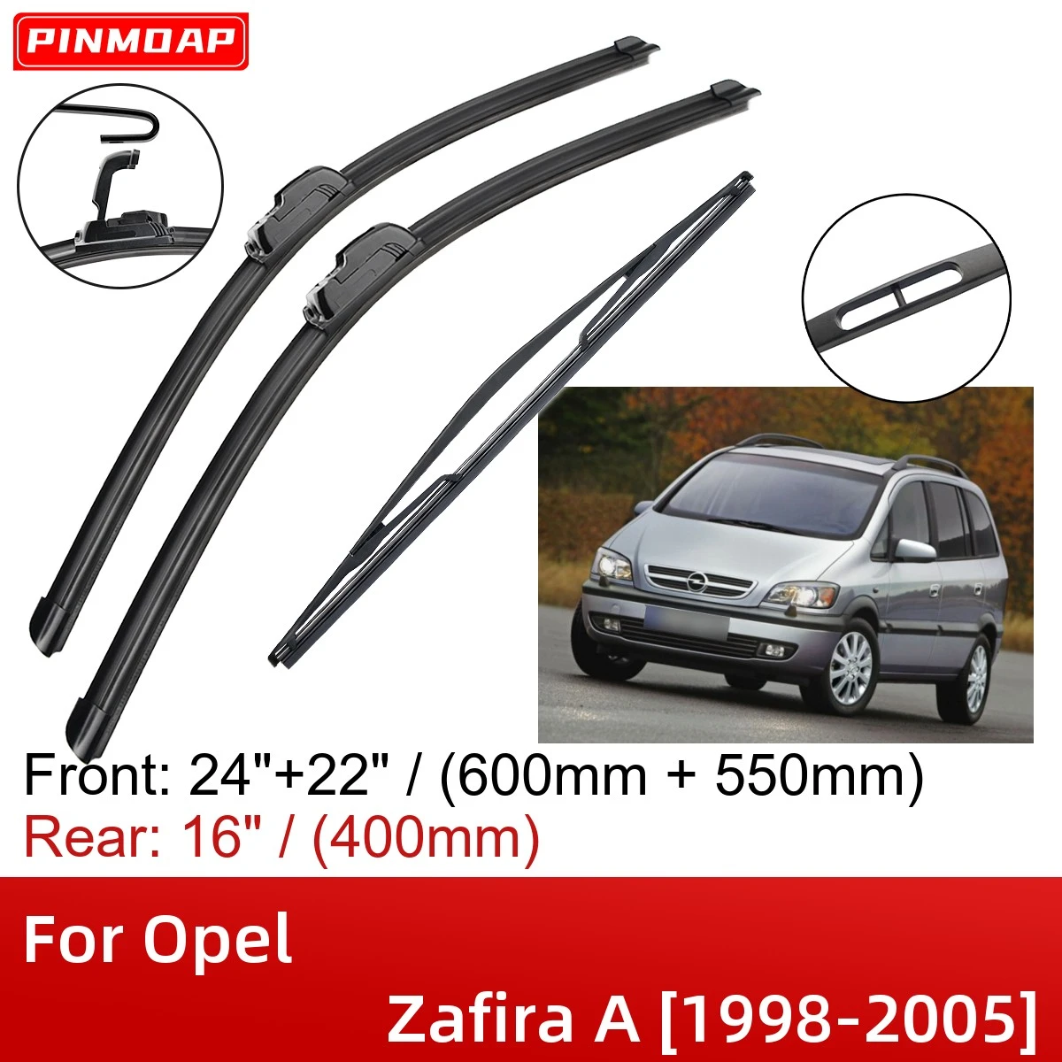 Escobillas limpiaparabrisas delanteras y traseras para Opel Zafira A 1998 2005 24 "+ 22" 16 "accesorios de corte 1999 2000 2001 2002 2003 2004 2005| | - AliExpress
