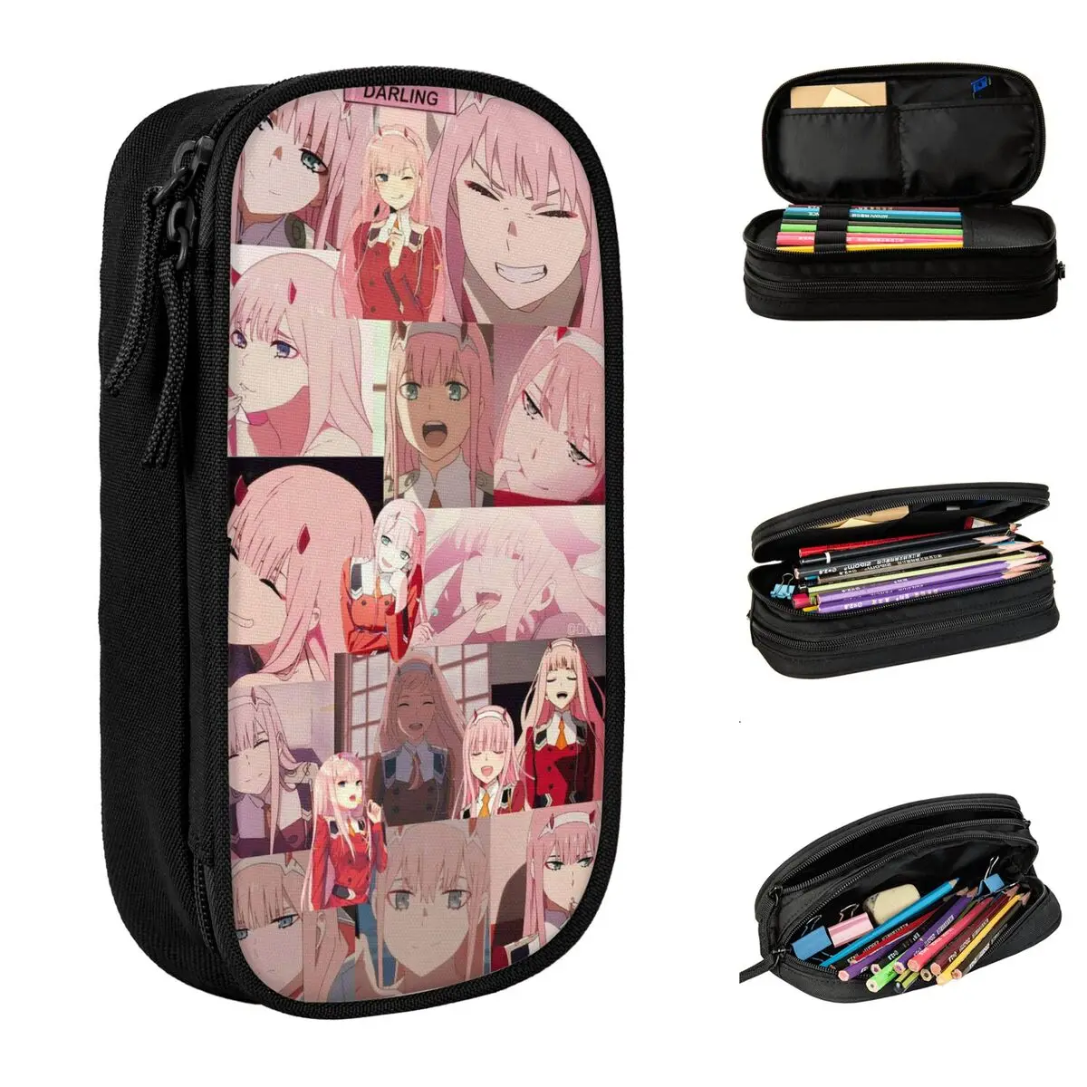 

Darling In The Franxx Anime Pencil Case Zero Two Pencilcases Pen Box for Girl Boy Big Capacity Bag School Supplies Stationery