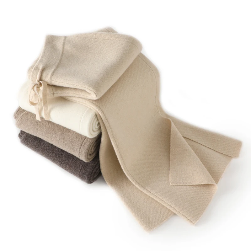 S-XXXLHot selling women's 100% wool wide leg pants, fashionable and comfortable cashmere knitted long men's wide leg multi color