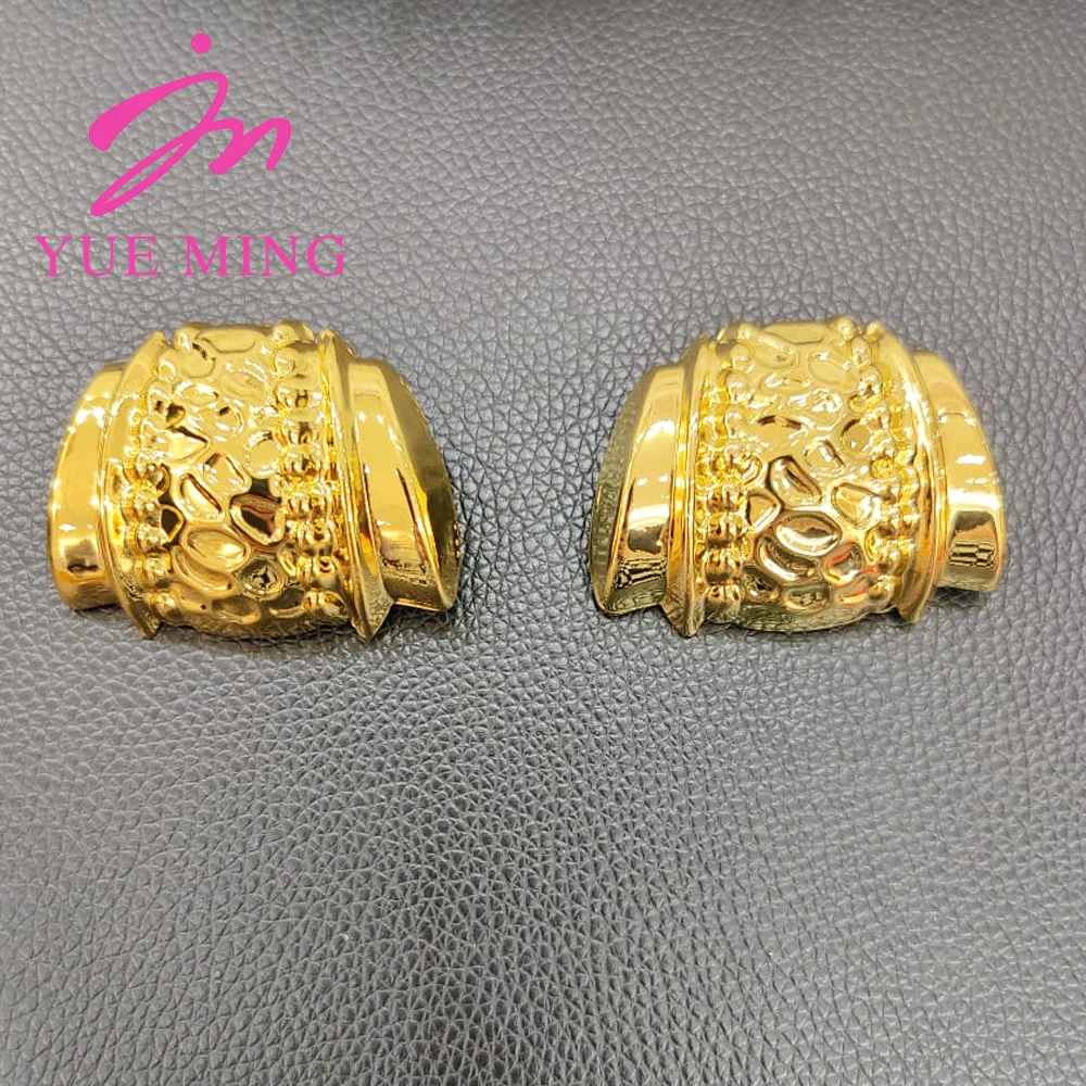 Gold Color Jewelry Sets For Women Earring Necklace Dubai Nigeria Copper Bracelet Rings Bridal Wedding Party Gifts Daily Wear - 5