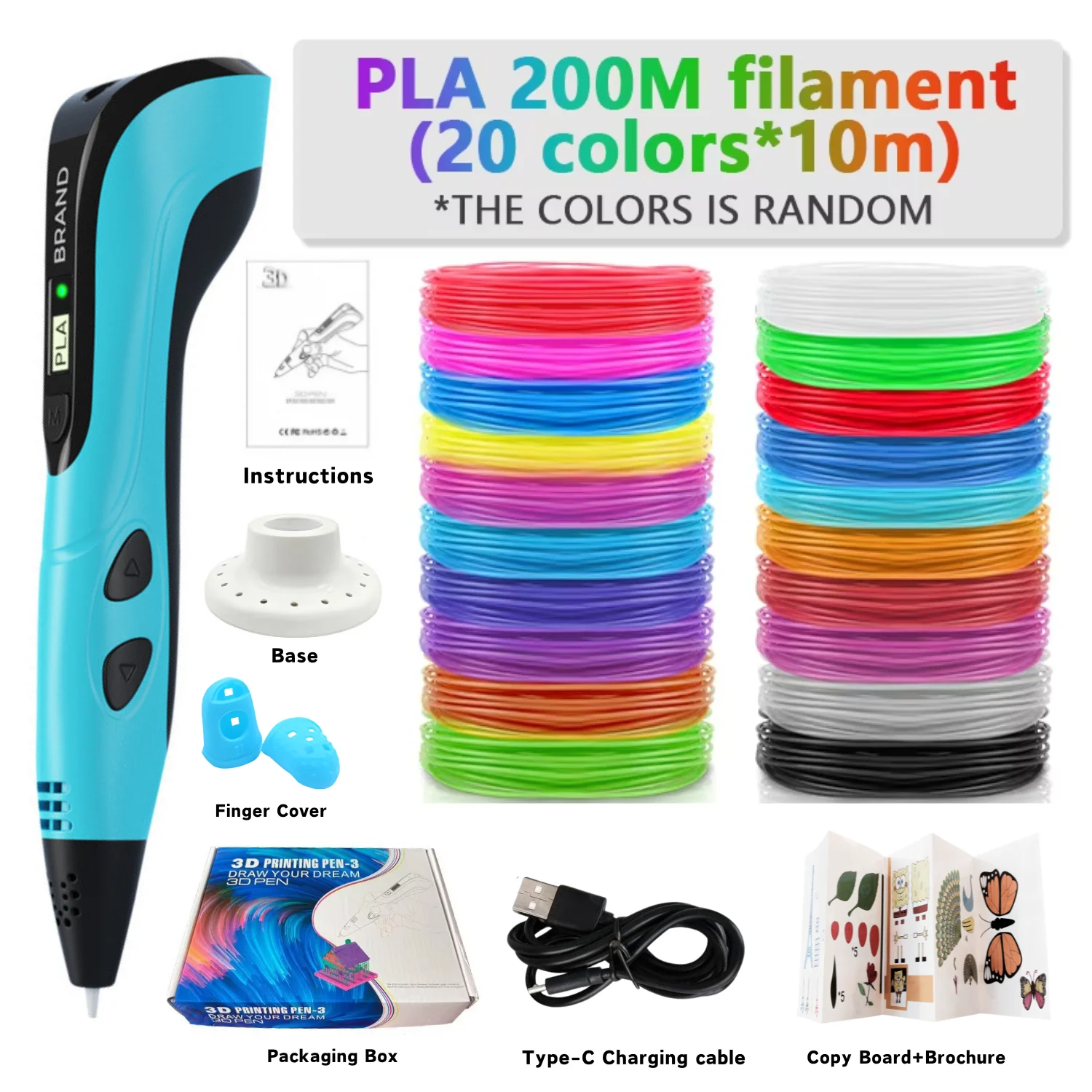 3D Printing Pen kid toy With LCD Screen High Temperature Stereoscopic Painting Graffiti Brush Christmas Gift Box DIY Tool 3d printing pen