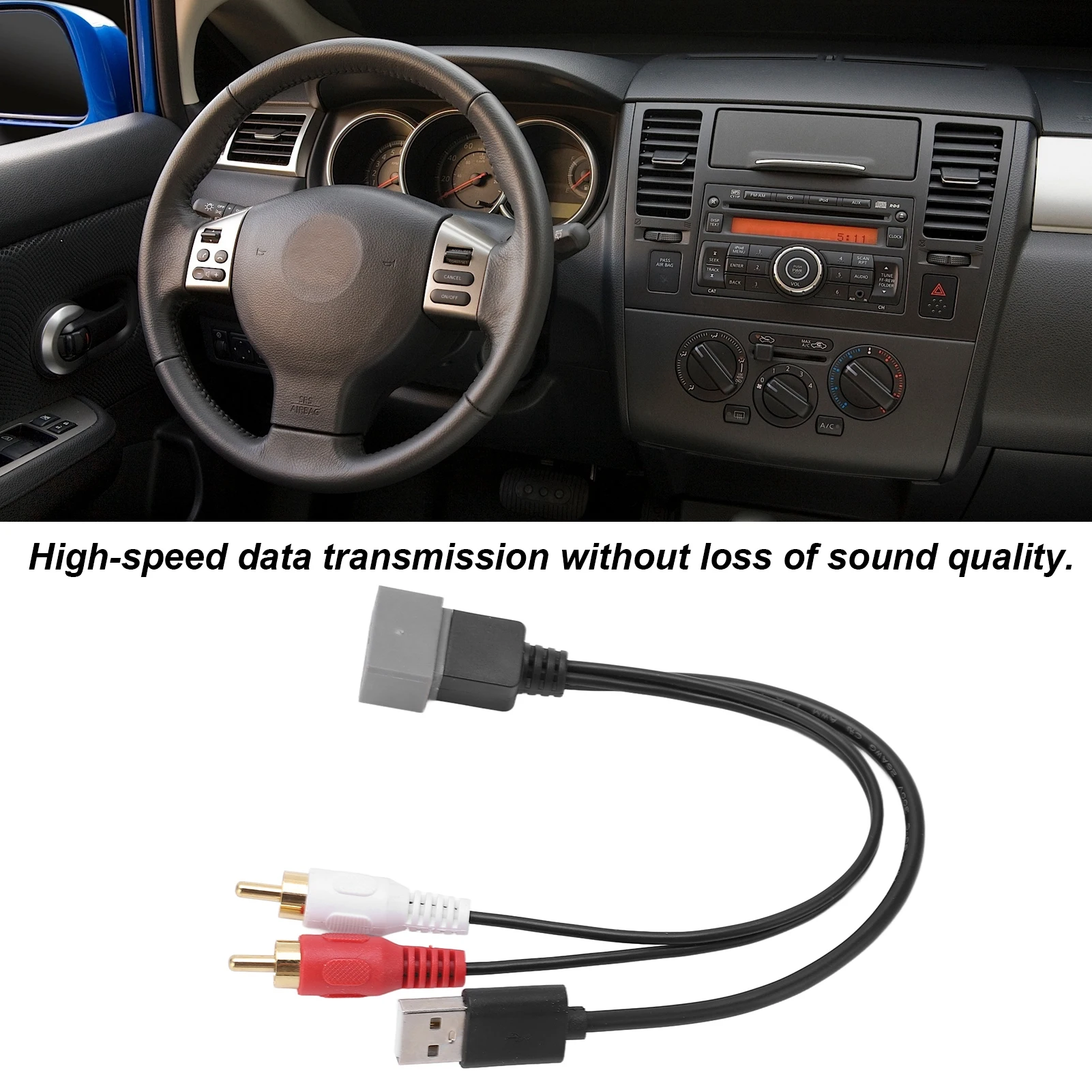 차량용 오디오 USB 어댑터 케이블 교체, 큐브 쥬크 버사용, 23cm, 9.06 인치, 8 핀