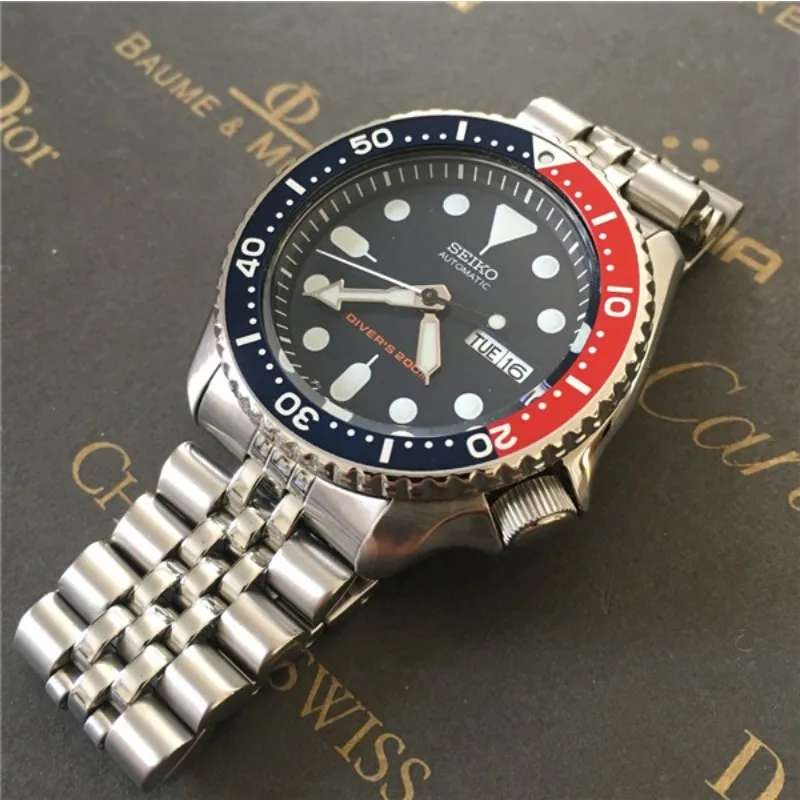 Seiko Men's Luxury Automatic Mechanical Diving Watches Stainless Steel Waterproof Calendar Coke Ring Luminous Watch SKX009K2