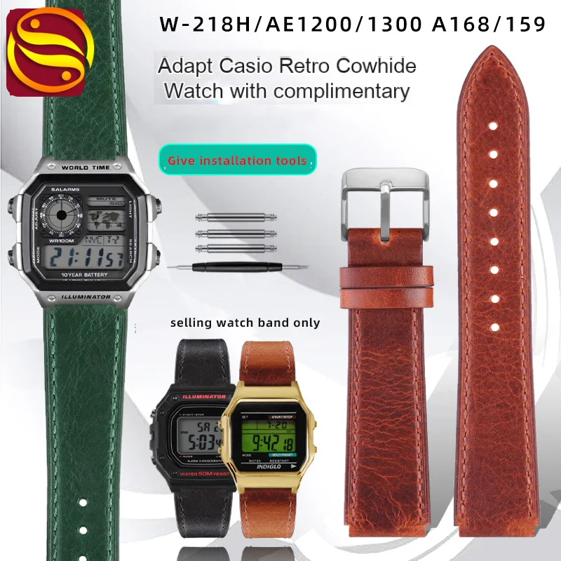 Cinturino In Pelle Vintage Per Casio A158W A168/F91W /Ae-1200Whd/A158/A159/A169/Ae1200 Cinturino In Pelle Bovina Modificata Cinturino Da Uomo