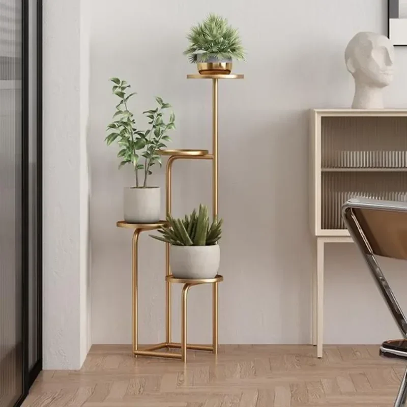 Nordic Creative Flower Stand Iron Plant Shelf Balcony Minimalist Floor Standing Pot Holder Stylish Display Rack for Succulents