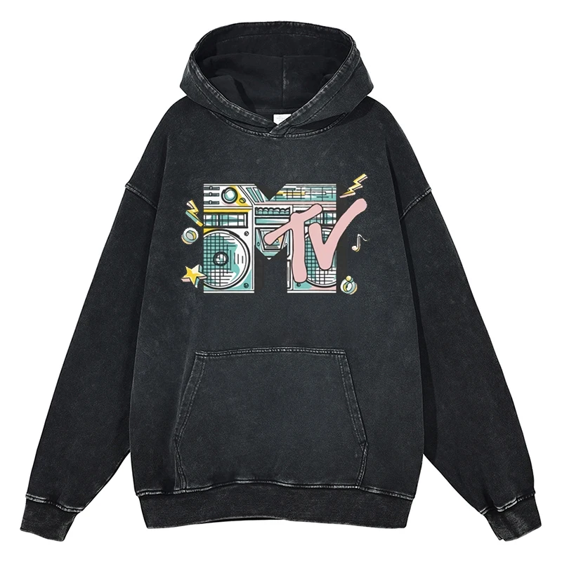 MTV Beach Island Flamingo Logo Graphic Hoodies Vintage Fun Grunge Sweatshirt Autumn Winter Cotton Men Women High Street Tops