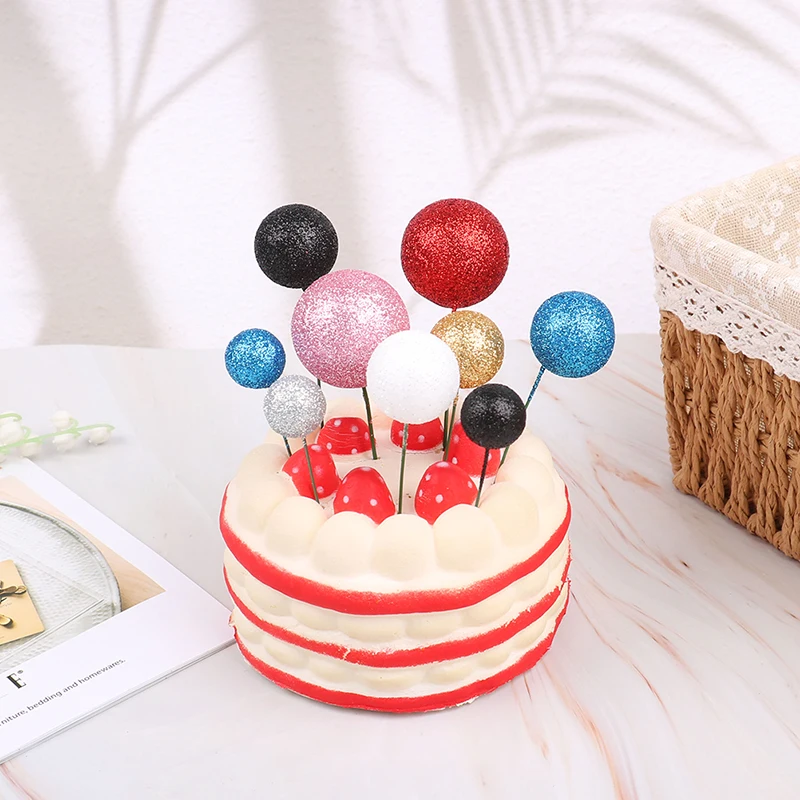 

20Pcs Mixed Size Colorful Ball Cake Topper Home Birthday Party Wedding Cupcake Topper Cake Decoration