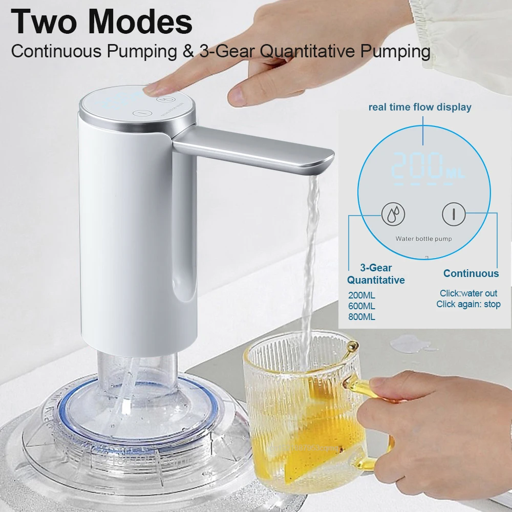 Electric Water Gallon Bottle Pump Automatic Folding Water Dispenser Pump 19 Liters Rechargeable Foldable Desk Water Bottle Pump 2