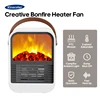 Fireplace Electric Heater Warm Blower Fan Desktop Efficient Space Heaters 3D LED Flame Heating Stove Radiator for Living Bedroom 1
