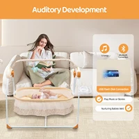 Berceau électrique pour bébé de 0 à 18 mois, balançoire automatique avec télécommande et musique, capacité de 25KG/55LBS, couffin pliable pour bébé 2