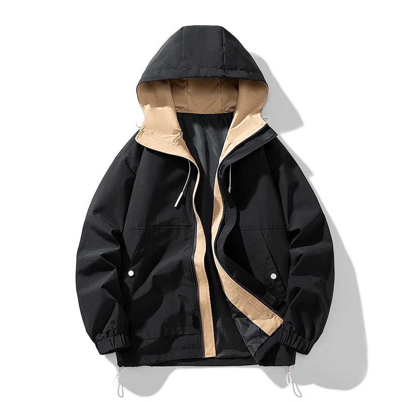 

Spring Mens Workwear Hooded Jacket Men Youth Students Casual and Fashionable Loose Trendy Coat Korean Fashion Casaco De Trabalho