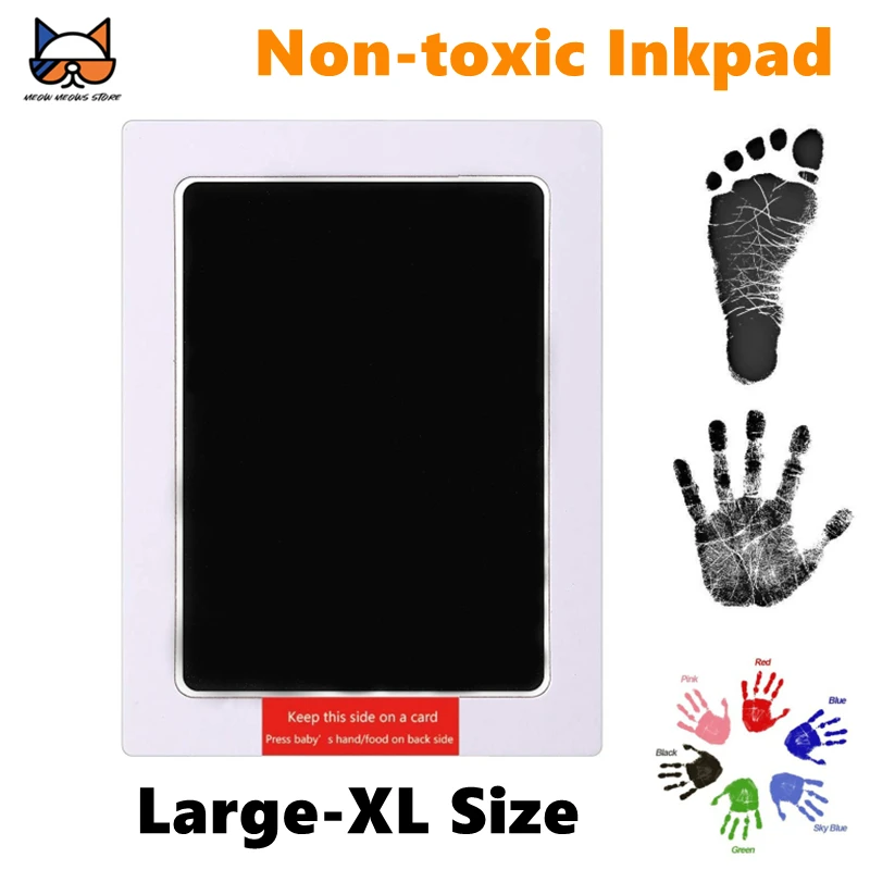 MEOWS Large-XL Pet Non-toxic Inkpad Footprint Handprint No Touch Skin Inkless Kits for Newborn Baby&Cat Dog Paw Prints Souvenirs