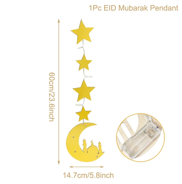 Ramadán Decoración Estrella de la Luna colgante colgante Eid Mubarak  Decoración para el hogar Ramadán Kareem Islam Partido musulmán Eid Al Adha  Regalos 2023