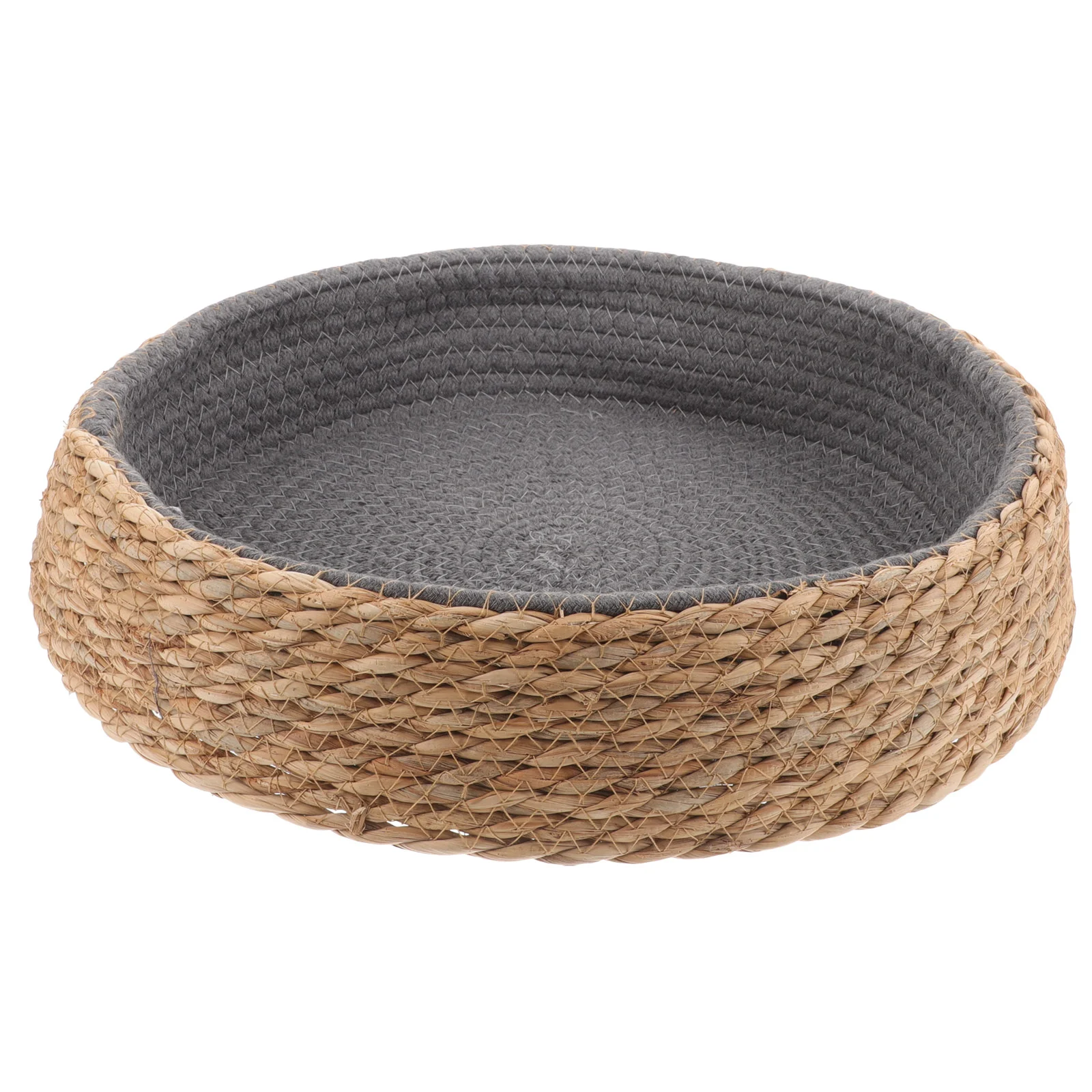 

Natural Cat Wicker Bed Basket Handmade Braided Kitten Bed Soft Cushion Rattan Woven Pet House Nest