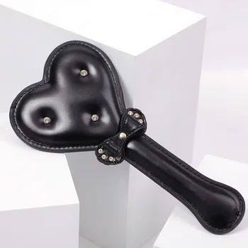 Heart Shape Diamond Handle PU Leather Riding Crop BDSM Bondage Spanking Paddle Whip Sex Toy Adult Sex Toy For Men Women Sex Shop 3