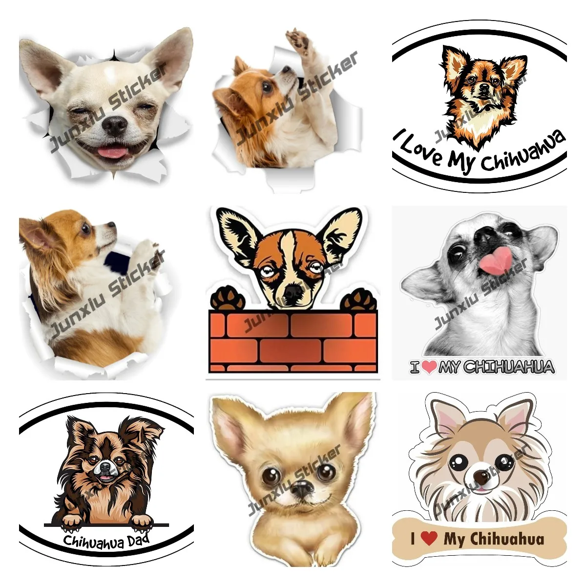 

3D Chihuahua Dog Stickers Excited Chihuahua Vinyl Sticker Decals for Cars Wall Fridge Toilet and More Outdoor Windows Bumpers
