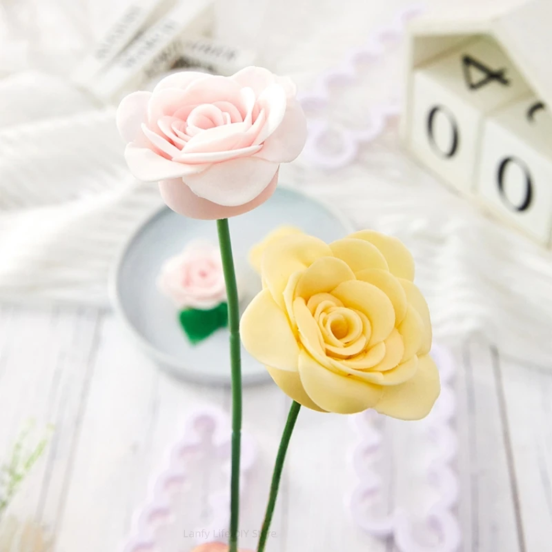 Rose Shape Cutting Mold Set Polymer Clay Cutter Three-dimensional Rose DIY Fondant Cake Decoration Ornaments Clay Tools 3pcs