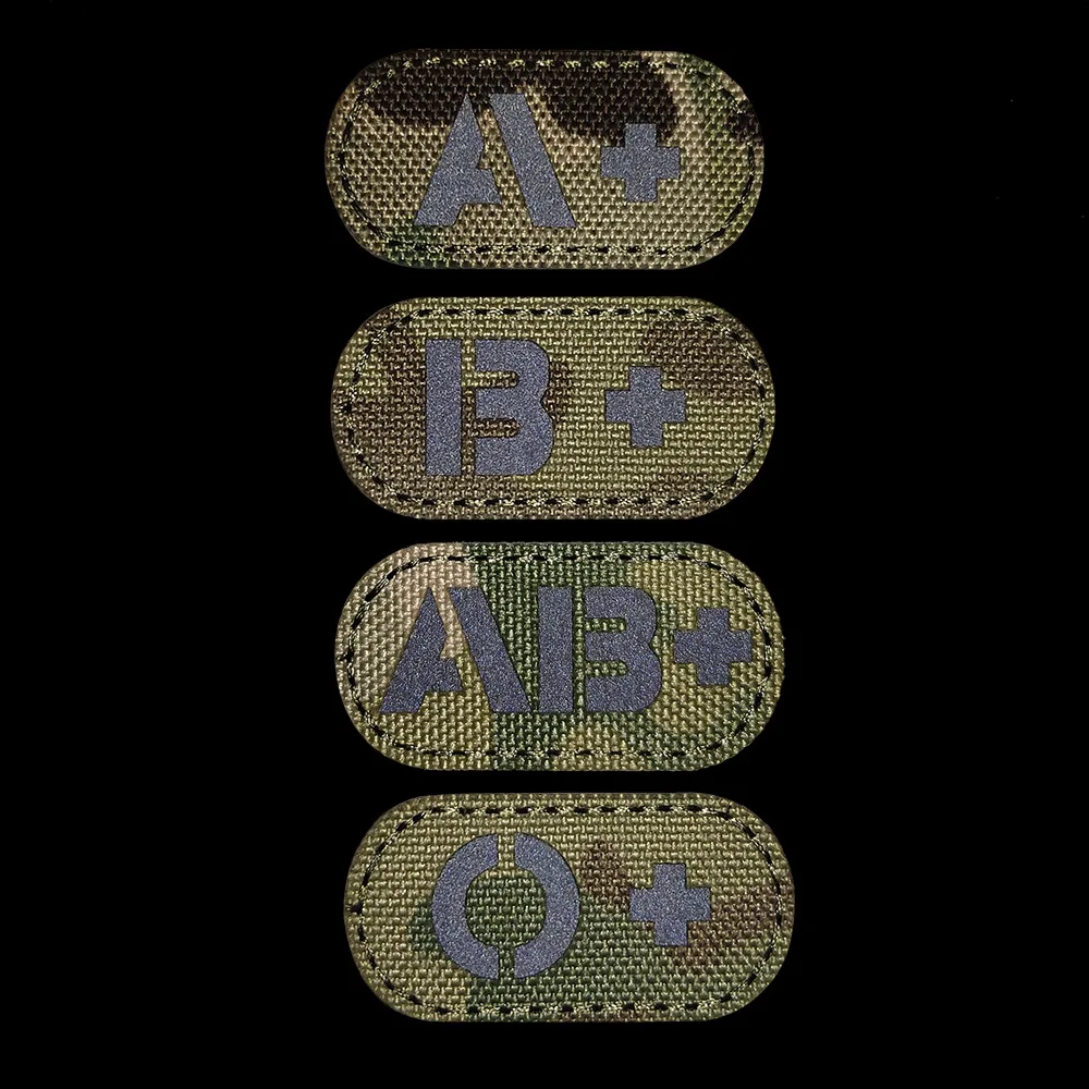 2pcs B Positive Blood Type Patch Camouflage Reflective Blood Type