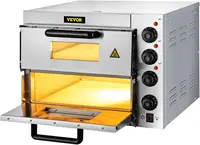 Commercial Pizza Oven Countertop 14" Double Deck Layer 110V 1800W Stainless Steel Silver 19"D x 22"W x 15"H 1