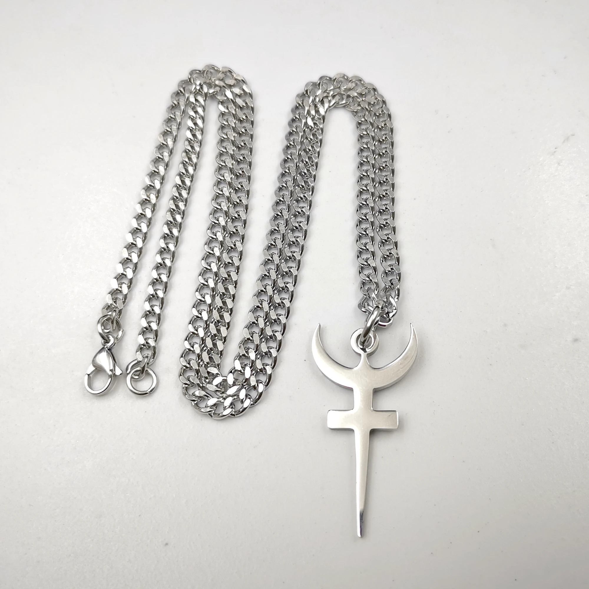 Hades Symbol Necklace Religious Trident Pendant Stainless Steel Ancient Greek Amulet Necklace Perfec Gift for Sailors Chain 24'' 2