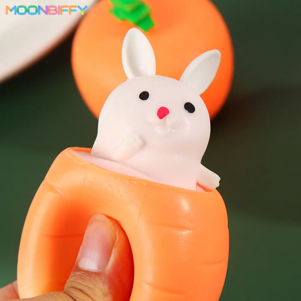 

Easter Carrot Rabbit Shape Fidget Toys Funny Squeeze Toys Decompression Sensory Toys Boredom Stress Relief Toys for Kids Adults